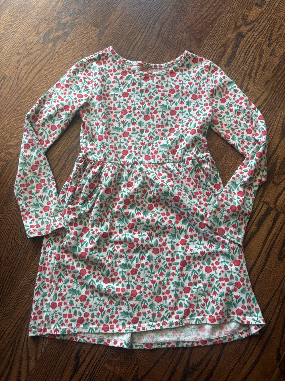 Cat & Jack Girls' Floral Long-Sleeve Dress - Pink & Green